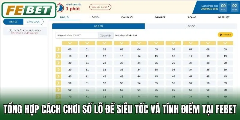 Tổng hợp cách chơi số lô đề siêu tốc và tính điểm tại Febet